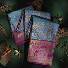 Load image into Gallery viewer, Light Ananda Pure Kanjivaram Silk Saree with Meenakshi