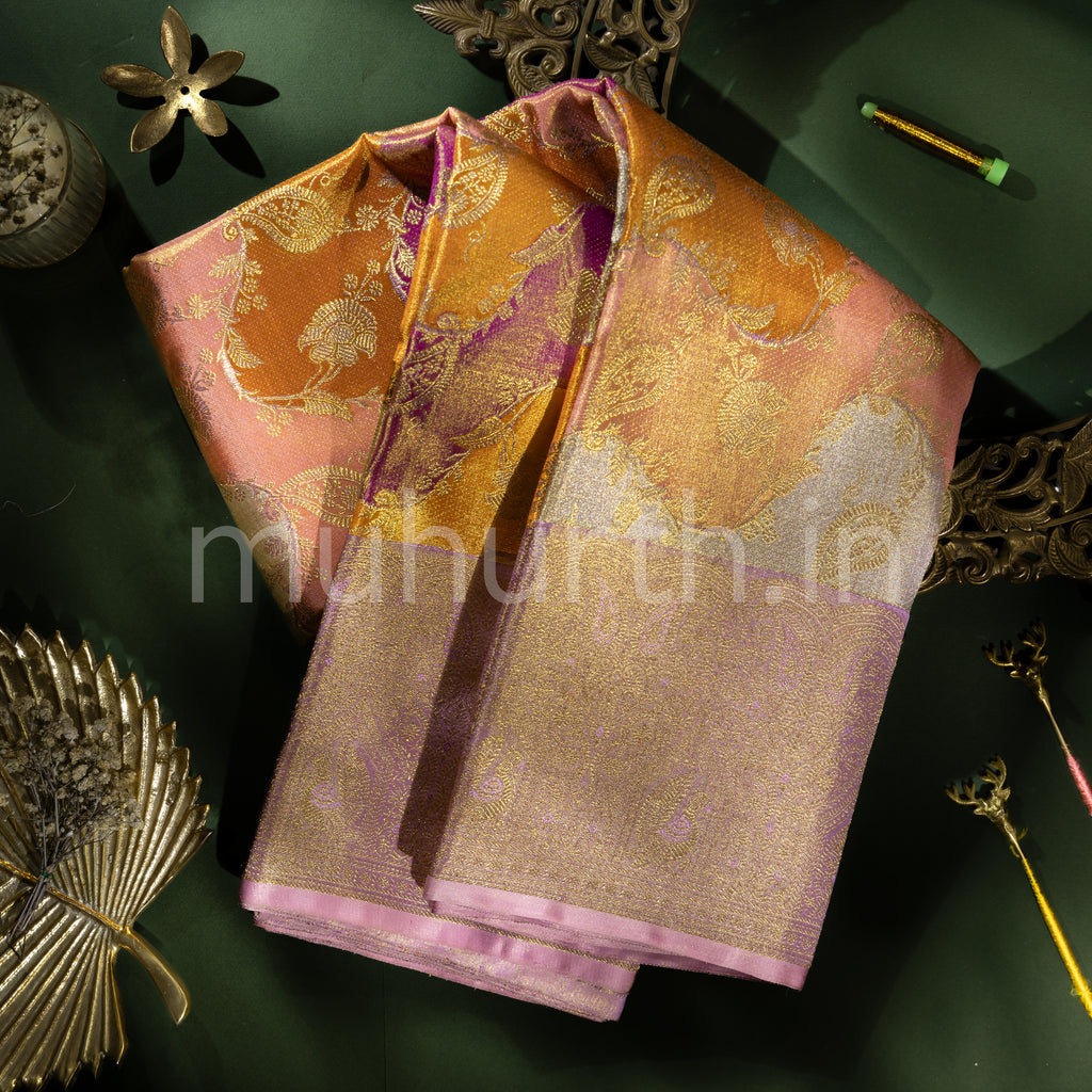 Rangkat Varnam Tissue Kanjivaram Silk Saree with Lavender