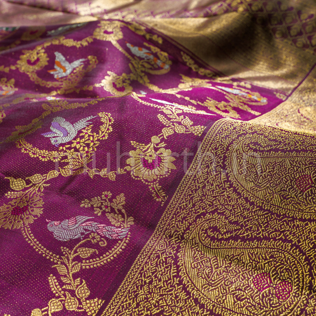 Wine Pure Kanjivaram Silk Saree