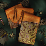 Orange Meenakari Pure Kanjivaram Silk Saree with Pakku