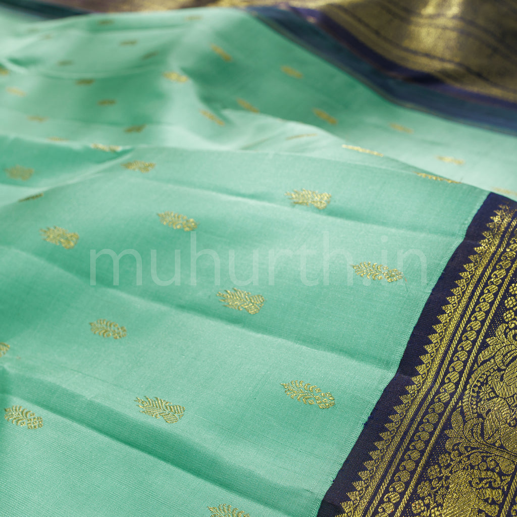Elaichi Pure Zari Kanjivaram Silk Saree with Meenakshi