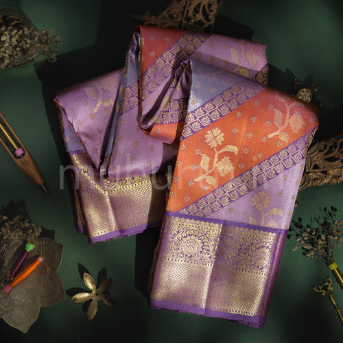 Lavender Luxury Rangkat Pure Kanjivaram Silk Saree