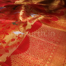 Load image into Gallery viewer, Bright Red Luxury Meenakari Pure Kanjivaram Silk Saree