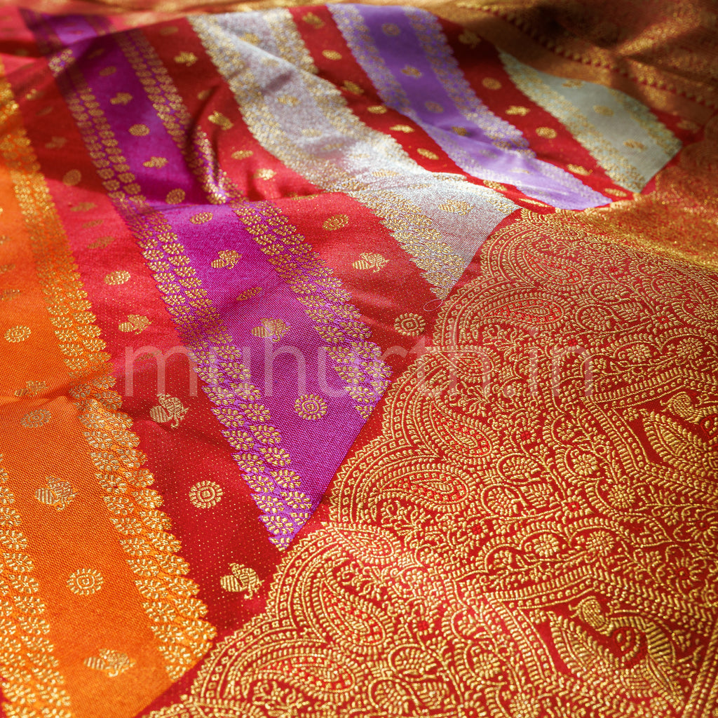 Bright Red Luxury Rangkat Pure Kanjivaram Silk Saree