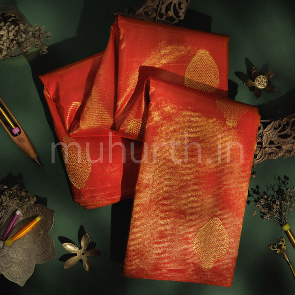 Bright Red Pure Kanjivaram Silk Saree