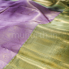 Load image into Gallery viewer, Lavender Pure Kanjivaram Silk Saree with Light Elaichi
