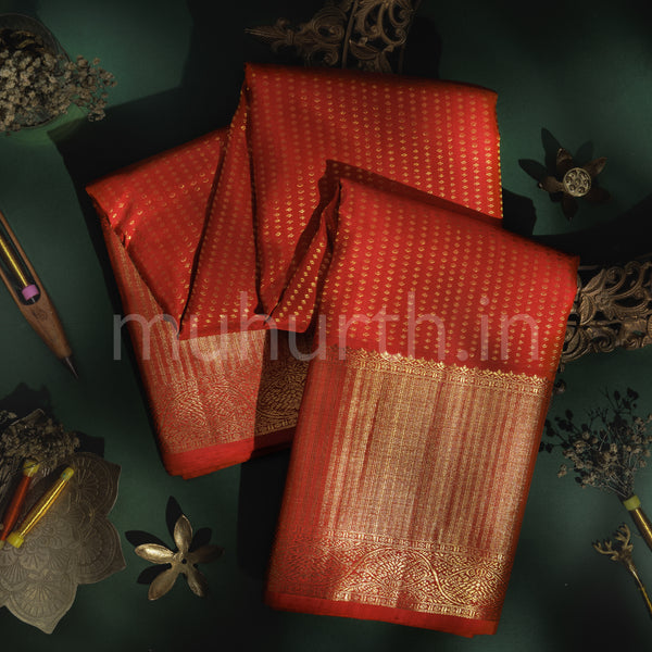 Bright Red Pure Kanjivaram Silk Saree