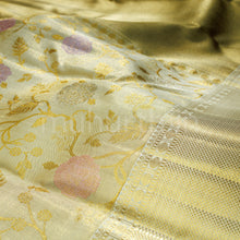 Load image into Gallery viewer, Cream Luxury Meenakari Tissue Pure Kanjivaram Silk Saree