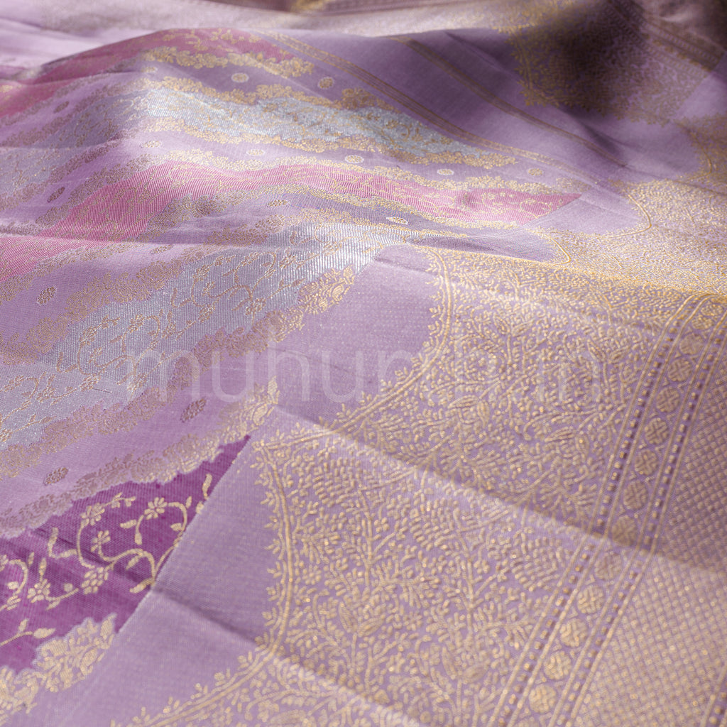 Lavender Luxury Rangkat Pure Kanjivaram Silk Saree