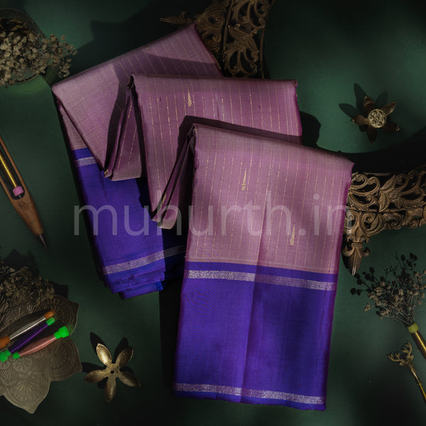 Mauve Kanjivaram Silk Saree with Violet