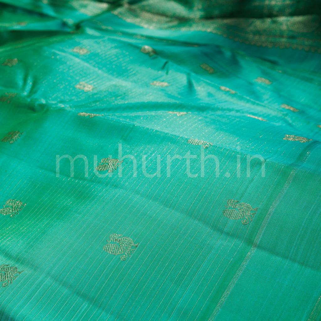 Sea Green Pure Zari Kanjivaram Silk Saree