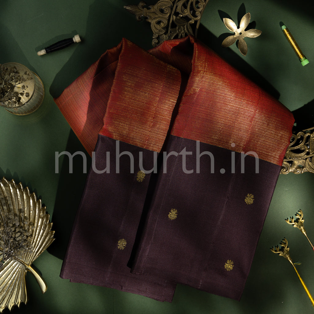 Arakku Kanjivaram Silk Saree with Pakku