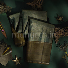 Load image into Gallery viewer, Mehndi Green Pure Kanjivaram Silk Saree with Sampanga