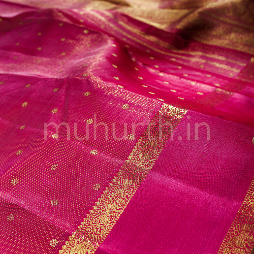 Ruby Magenta Vaira Oosi Pure Zari Kanjivaram Silk Saree