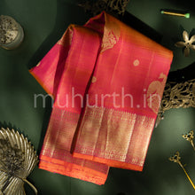 Load image into Gallery viewer, Orange Shot Rose Ekandam Kanjivaram Silk Saree