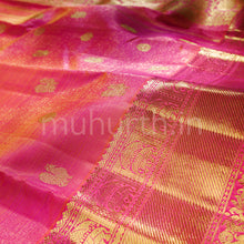 Load image into Gallery viewer, Orange Candy Pink Vaira Oosi Pure Kanjivaram Silk Saree
