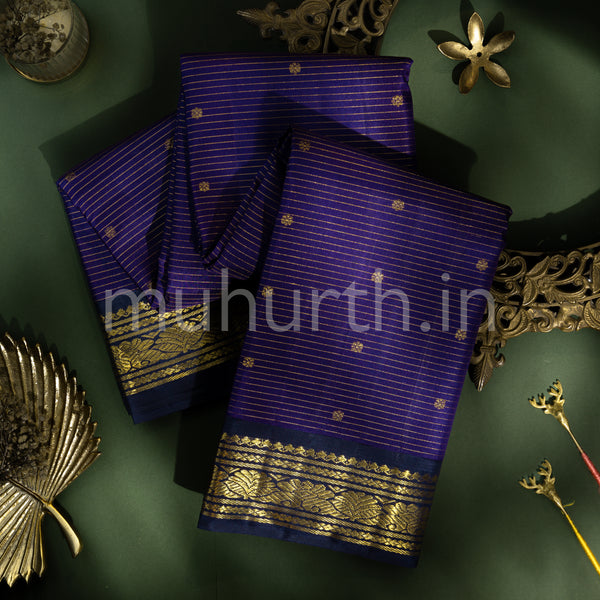 Violet Kanjivaram Silk Saree with Vijaya