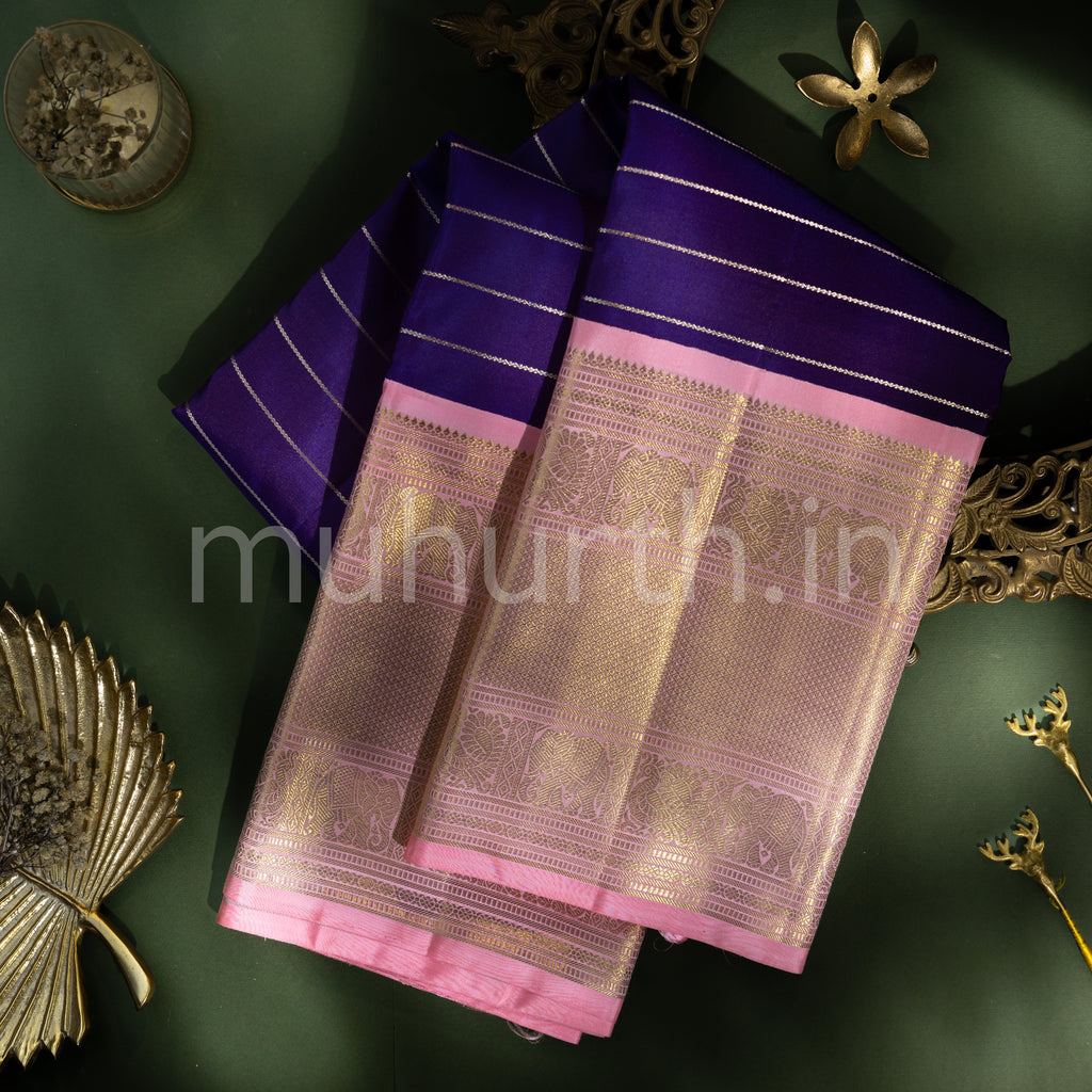 Meenakshi Kanjivaram Silk Saree with Light Pink