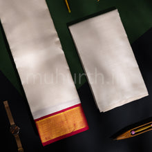 Load image into Gallery viewer, Premium Off-White Pure Silk Dhoti with Angavastram