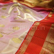 Load image into Gallery viewer, Pink Organza Tissue Pure Kanjivaram Silk Saree with Tomato Red