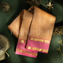 Load image into Gallery viewer, Biscuit Grown Kanjivaram Silk Saree with Pink