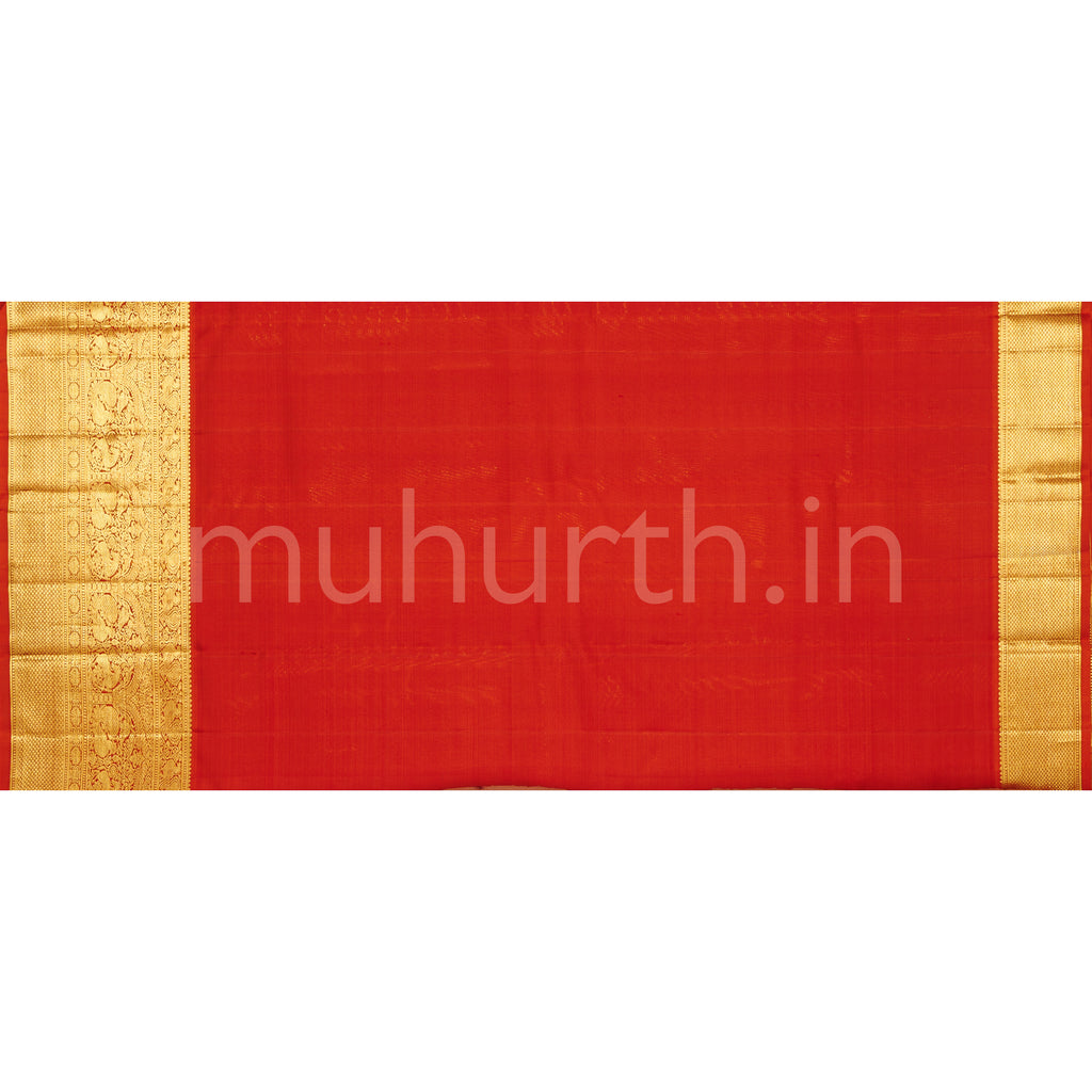 Pink Luxury Organza Tissue Pure Kanjivaram Silk Saree with Red Orange
