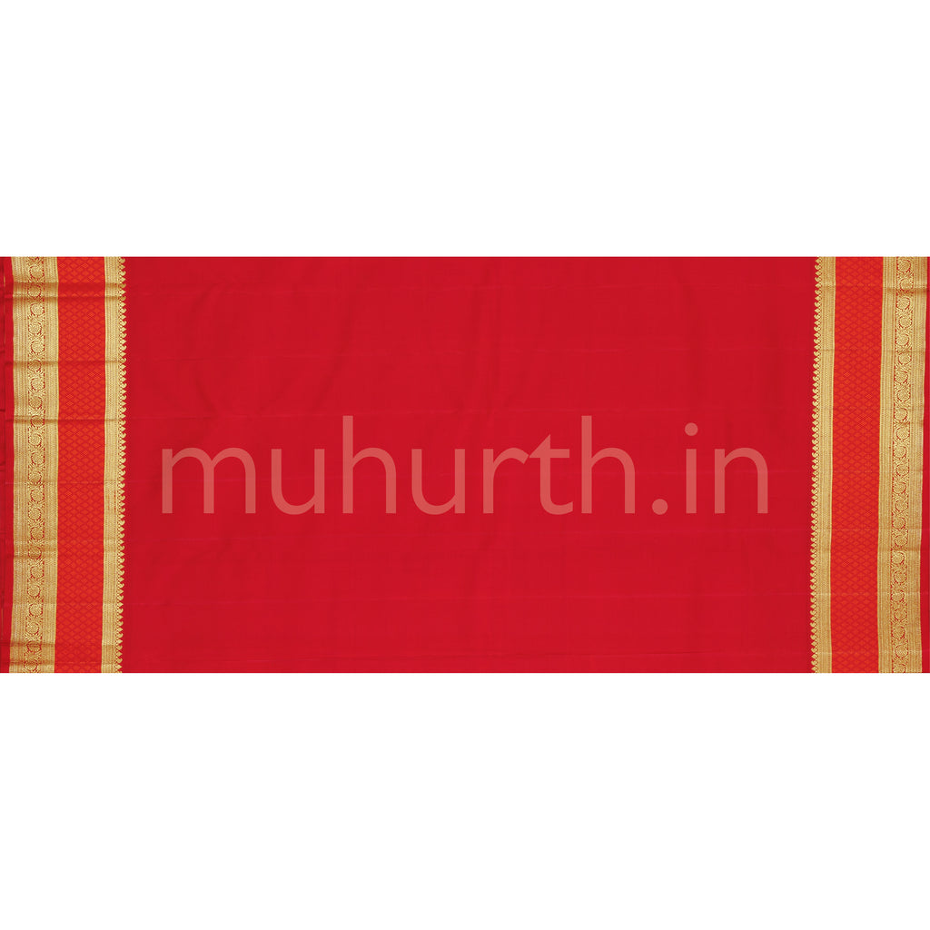 Pink Organza Tissue Pure Kanjivaram Silk Saree with Tomato Red