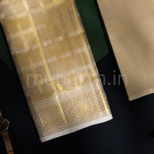 Load image into Gallery viewer, Premium Off-White Tissue Pure Silk Dhoti with Angavastram