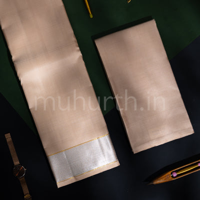 Premium Golden Brown Pure Silk Dhoti with Angavastram