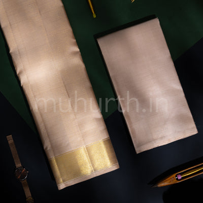 Premium Golden Brown Pure Silk Dhoti with Angavastram