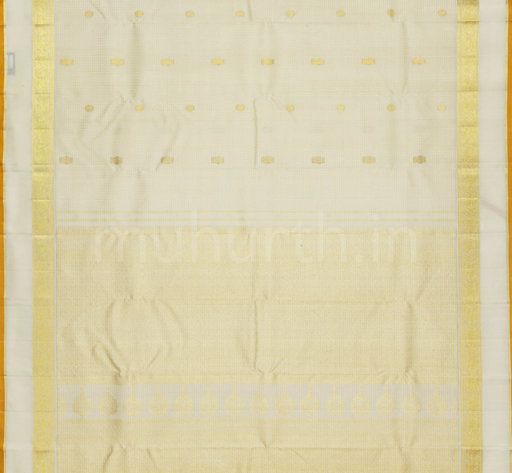 Off White Vaira Oosi Kattam Pure Kanjivaram Silk Saree