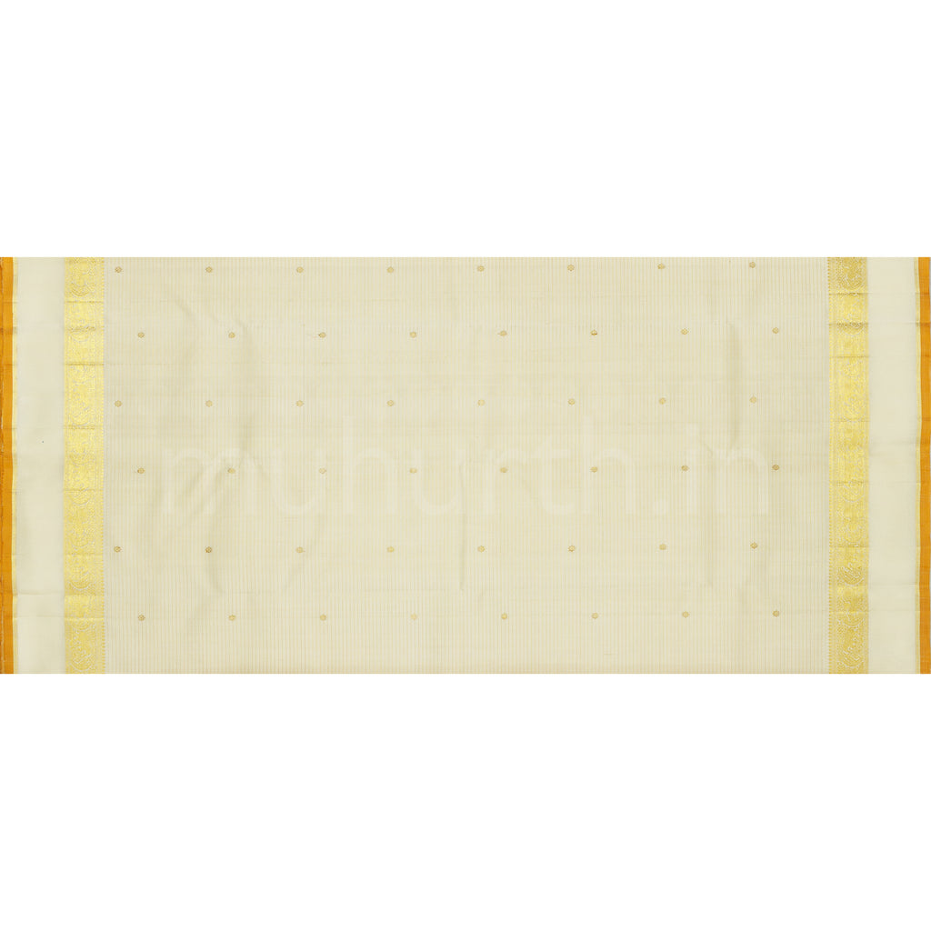 Off White Vaira Oosi Kattam Pure Kanjivaram Silk Saree