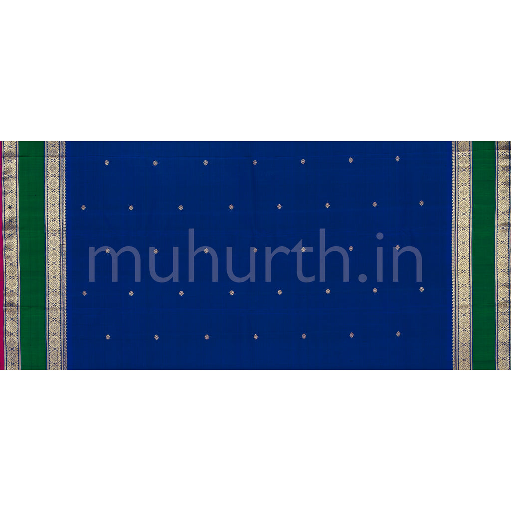 Orange Pure Zari Kanjivaram Silk Saree with Violet