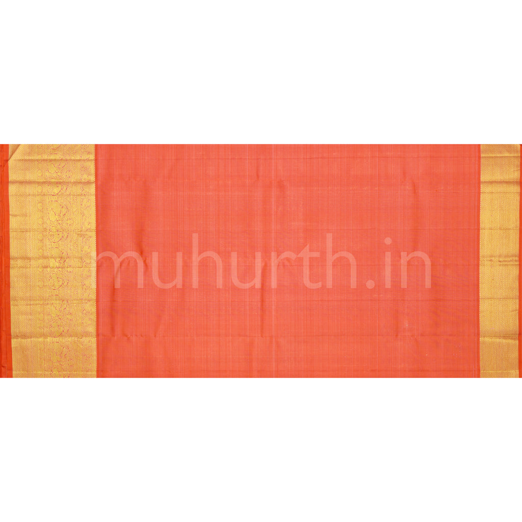 Mustard Luxury Organza Tissue Pure Kanjivaram Silk Saree with Light Orange