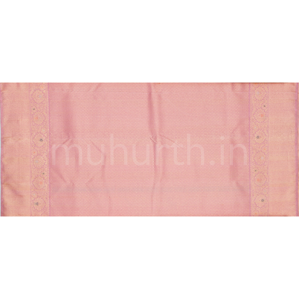 Bright Red Pure Meenakari Pure Kanjivaram Silk Saree with Peach