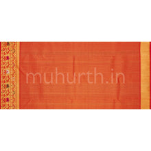 Load image into Gallery viewer, Off-White Pure Kanjivaram Silk Saree with Bright Red