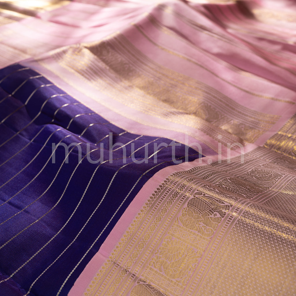 Meenakshi Kanjivaram Silk Saree with Light Pink