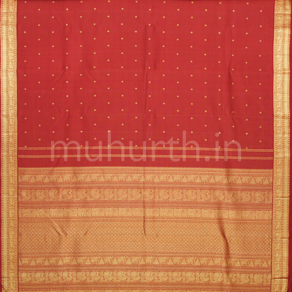 Red Vaira Oosi Pure Zari Kanjivaram Silk Saree