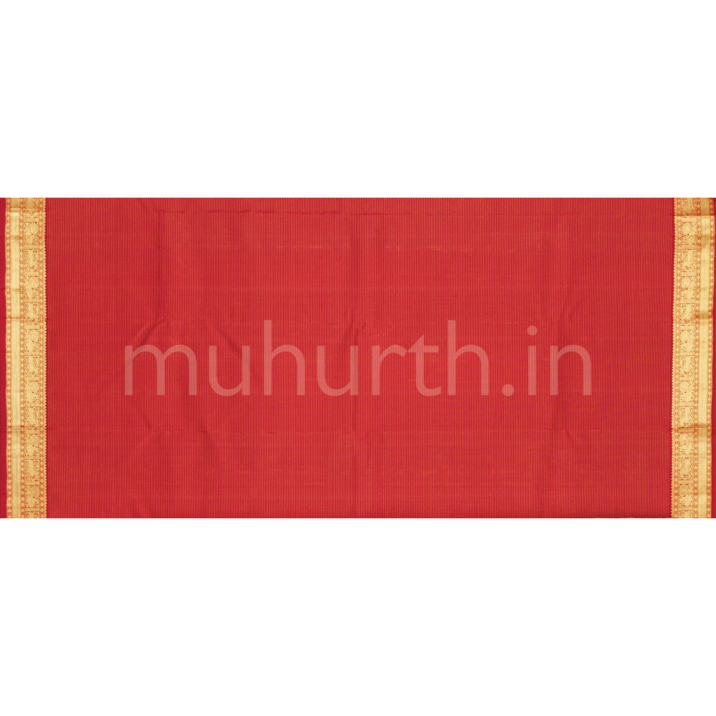 Red Vaira Oosi Pure Zari Kanjivaram Silk Saree