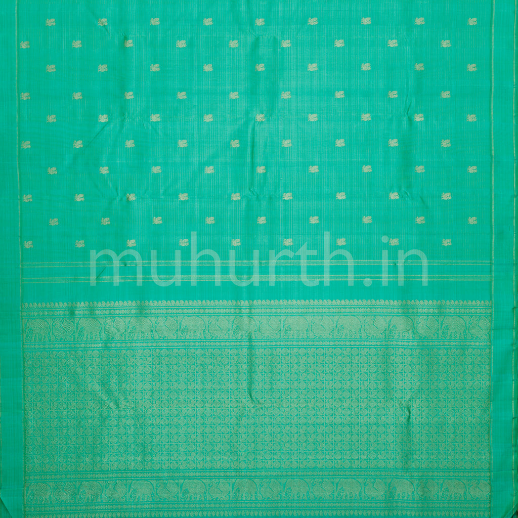 Sea Green Pure Zari Kanjivaram Silk Saree