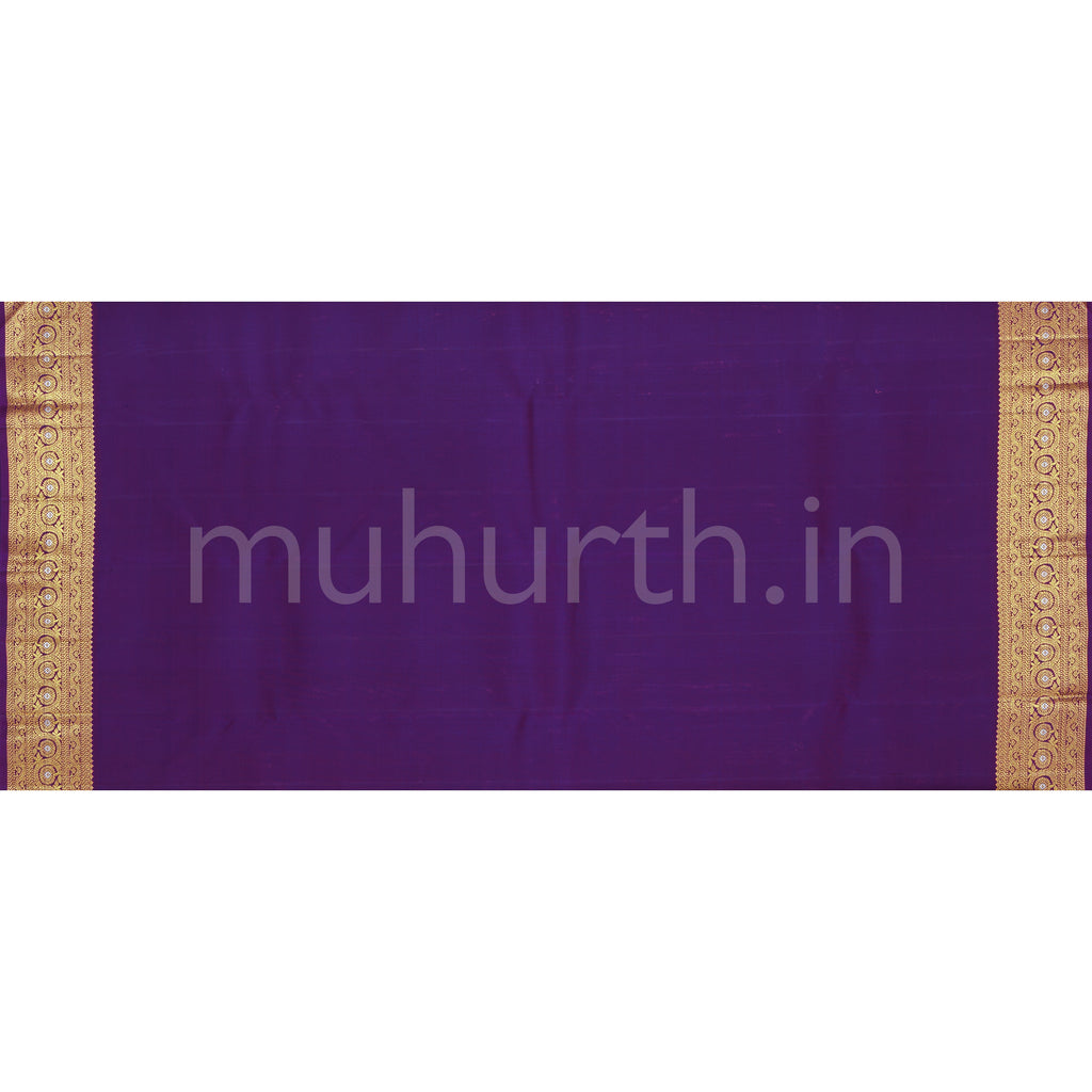 Orange Red Pure Kanjivaram Silk Saree with Dark Meenakshi