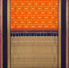 Load image into Gallery viewer, Orange Pure Zari Kanjivaram Silk Saree with Vijaya