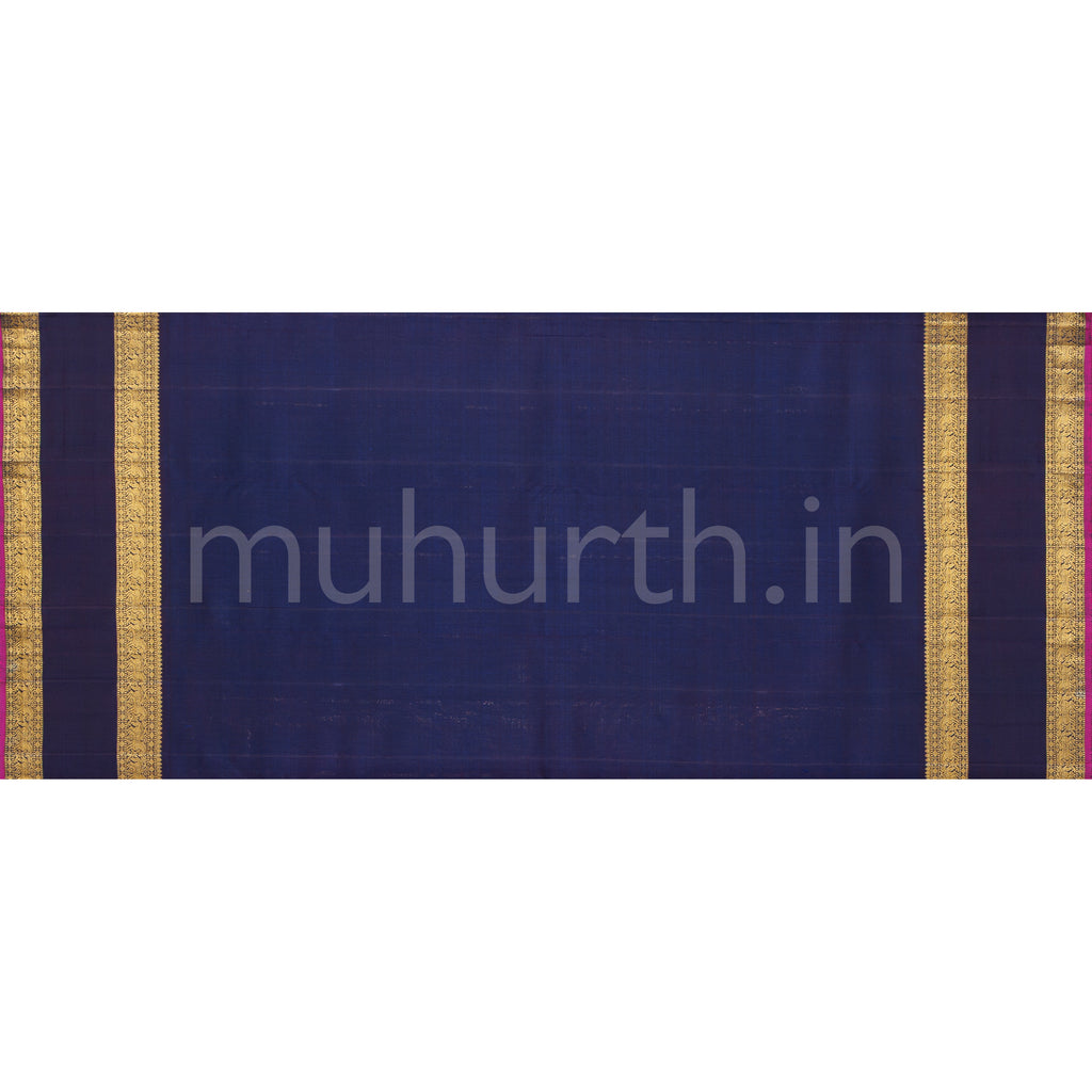 Orange Pure Zari Kanjivaram Silk Saree with Vijaya