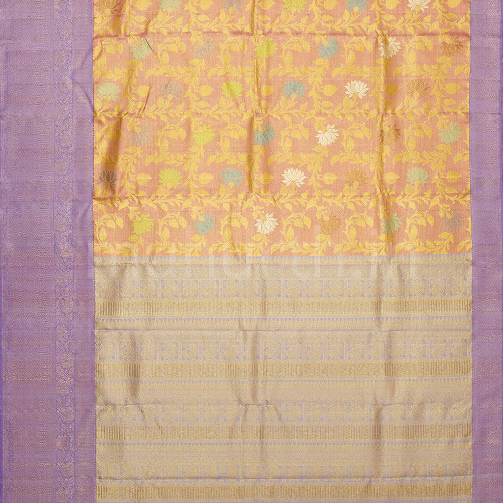 Pink Luxury Tissue Pure Kanjivaram Silk Saree with Lavender