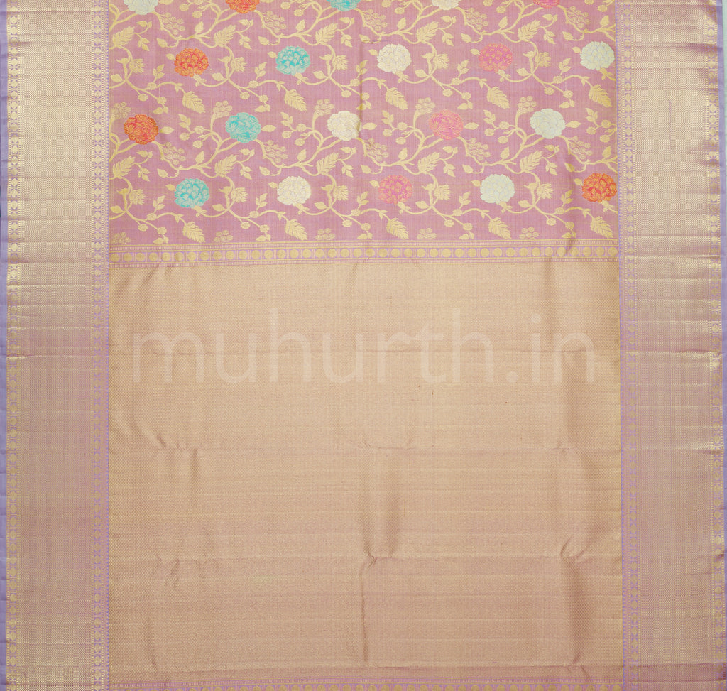 Pastel Lavender Luxury Meenakari Tissue Pure Kanjivaram Silk Saree