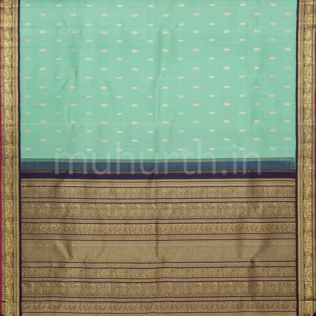 Elaichi Pure Zari Kanjivaram Silk Saree with Meenakshi