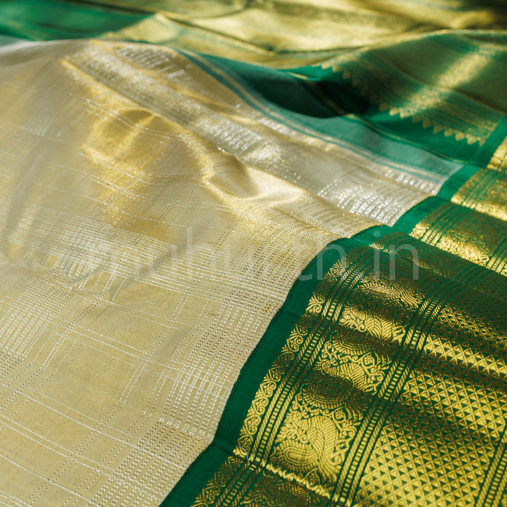 Elaichi Luxury Organza Tissue Kanjivaram Silk Saree with Green