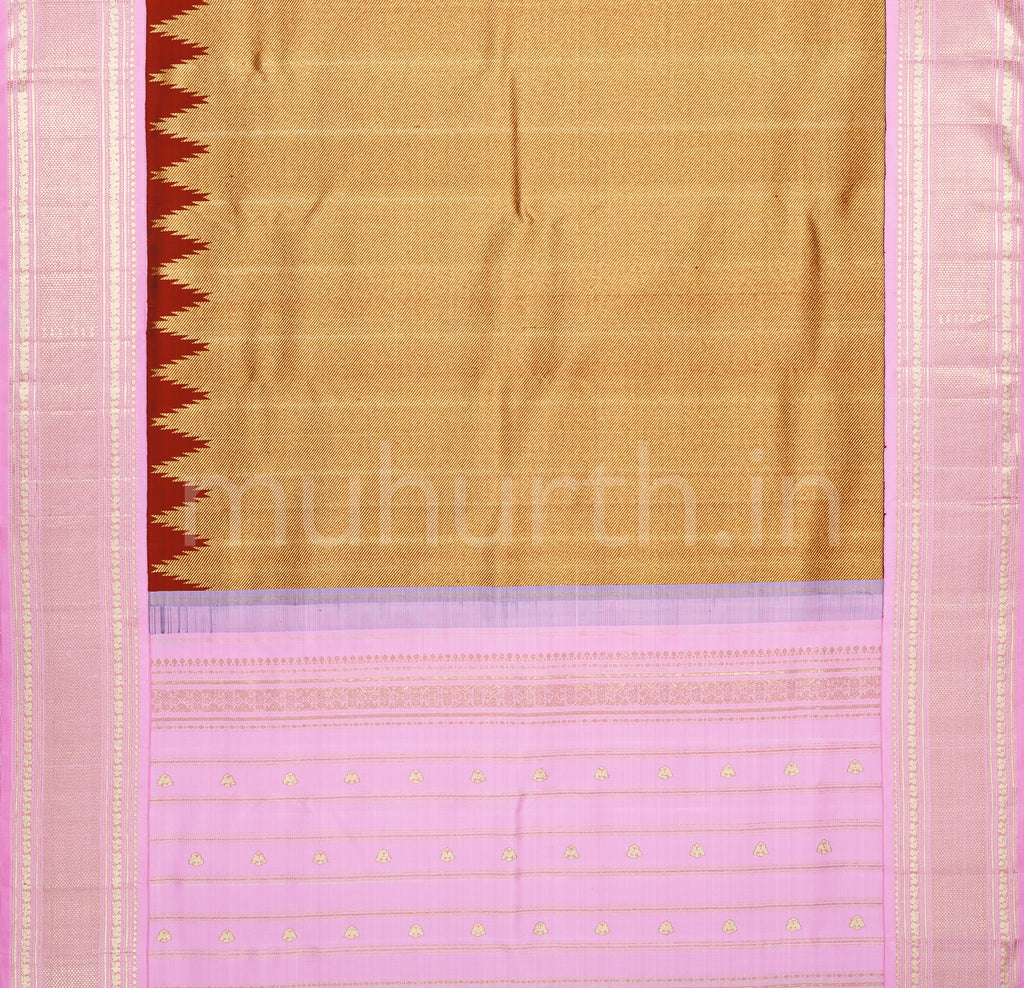 Arakku Pure Kanjivaram Silk Saree with Light Pink