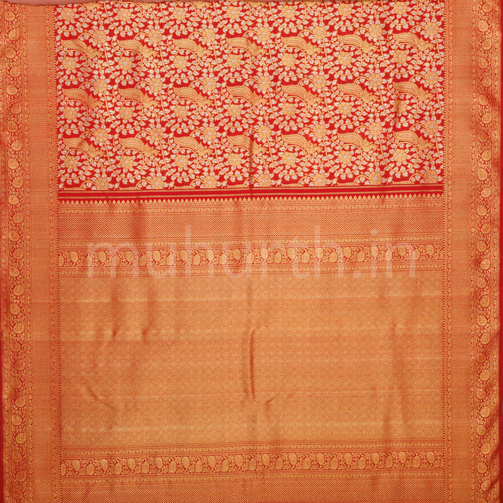 Bright Red Pure Kanjivaram Silk Saree