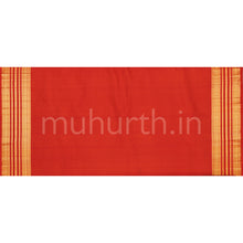 Load image into Gallery viewer, Brown Pure Zari Kanjivaram Silk Saree with Orange Red